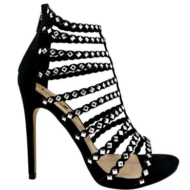GLAMOUR LDS P/FORM STUD STRAP SANDAL - BLACK