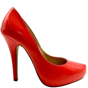 ANNE MICHELLE PLATFORM COURT SHOE - CORAL PATENT