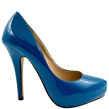 ANNE MICHELLE PLATFORM COURT SHOE - NAVY PATENT