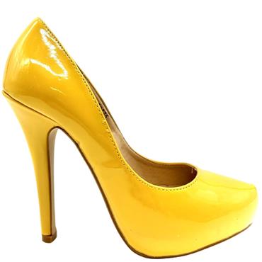 ANNE MICHELLE PLATFORM COURT SHOE - YELLOW PATENT