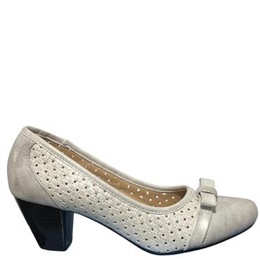 9TO5 LDS LOW HEEL BOW COURT SHOE - SILVER MULTI