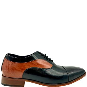 99 STEPS GTS DRESS T/CAP TIE SHOE - BLACK BURGUNDY