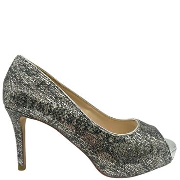 FRANCESCA GLITTER PEEP TOE COURT - SILVER