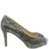 FRANCESCA GLITTER PEEP TOE COURT - SILVER