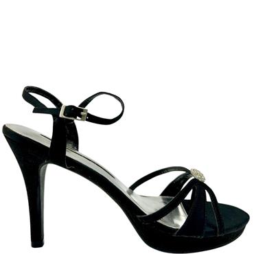 GLITZ STRAPPY BROCH SANDAL - BLACK