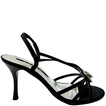 GLITZ STRAPPY BROCH SANDAL - BLACK