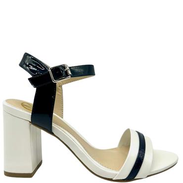 MILLIE LDS BLOCK HEEL ANKLE STRAP SANDAL - WHITE
