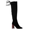 TRUFFLE KNEE HI TIE ZIP BOOT - BLACK