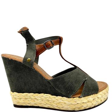 SUSST HI WEDGE T STRAP SANDAL - BLACK