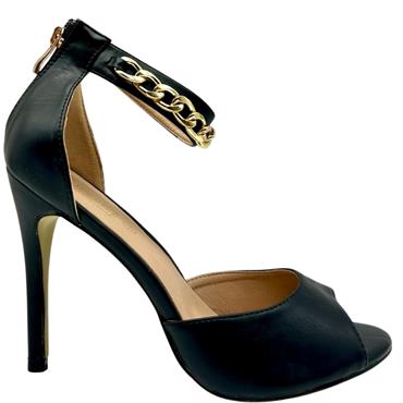 TRUFFLE HI ANKLE STRP HEEL IN SDL - BLACK