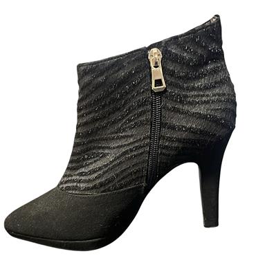 JACLIN 2 TONE ANKLE ZIP BOOT - BLACK ZEBRA