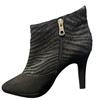 JACLIN 2 TONE ANKLE ZIP BOOT - BLACK ZEBRA
