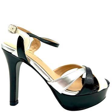 JACLIN P/FORM ANKLE STRAP SANDAL - BLACK SILVER