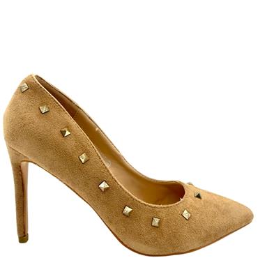 GUAPISSIMA WOMENS STUD COURT SHOE - CAMEL SUEDE