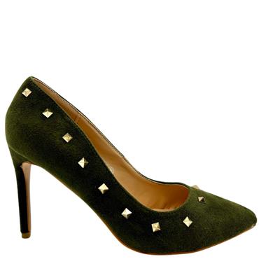GUAPISSIMA WOMENS STUD COURT SHOE - GREEN SUEDE