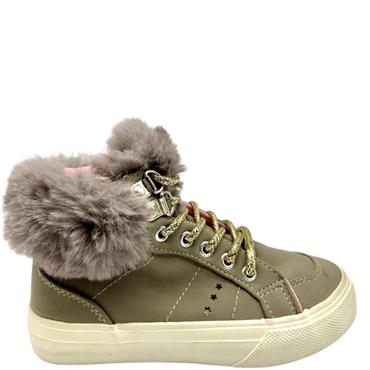 BUCKLE MY SHOE FUR TOP TIE ANKLE BOOT - MINK