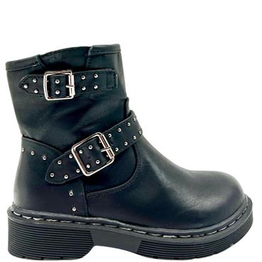 WILD TRIBE GIRLS STRAP ZIP ANKLE BOOT - BLACK