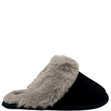 TC WOMENS FUR LINED SLIPPER - BLACK