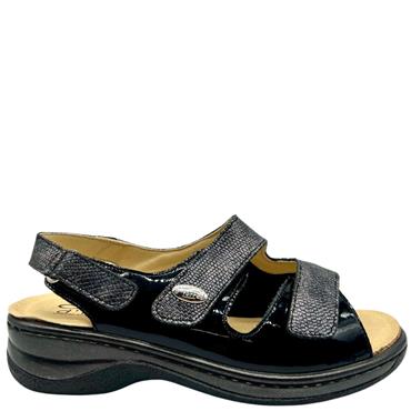DTORRES LDS VEL STRAP SANDAL - BLACK SILVER