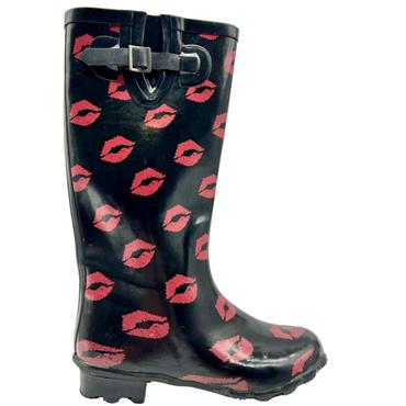 LJ&R LADIES WELLY - BLACK RED