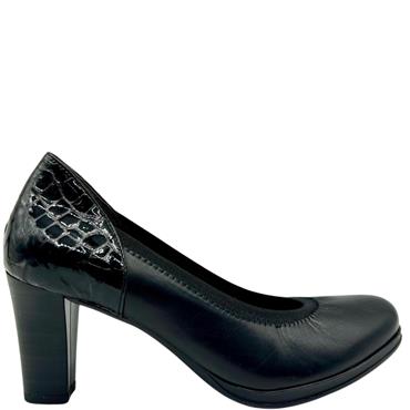 LAURA AZANA CROC ELASTIC COURT SHOE - BLACK LEATHER