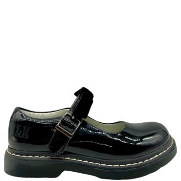 MISS LELLI KELLY STITCH STRAP SHOE - BLACK PATENT