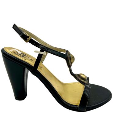 GIOSEPPO BUTTON STRAP SANDAL - BLACK