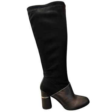 REDZ WOMENS ZIP HIGH LEG BOOT - BLACK SUEDE