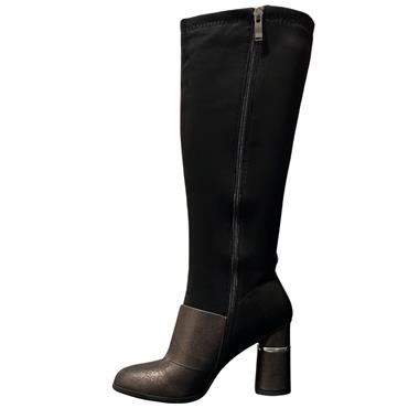 REDZ WOMENS ZIP HIGH LEG BOOT - BLACK SUEDE