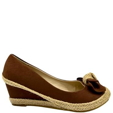 REDZ BOW WEDGE SHOE - BROWN