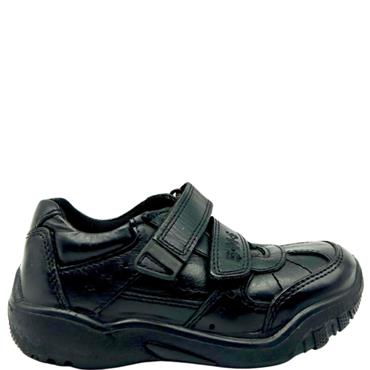 BUCKLE BOYS 2 STRAP VEL SHOE - BLACK