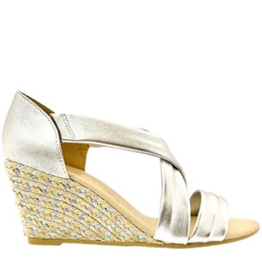KATE APPLEBY WOMENS WEDGE STRAP SANDAL - SILVER