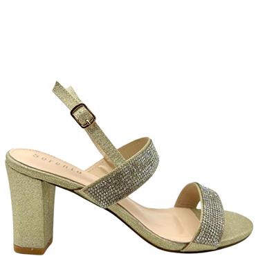 SORENTO WOMENS DIAMANTE STRAP SANDAL - GOLD