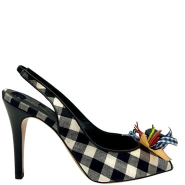 FI MCG FLWR PEEP TOE SLINGBK - BLACK GINGHAM