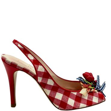 FI MCG FLWR PEEP TOE SLINGBK - RED GINGHAM