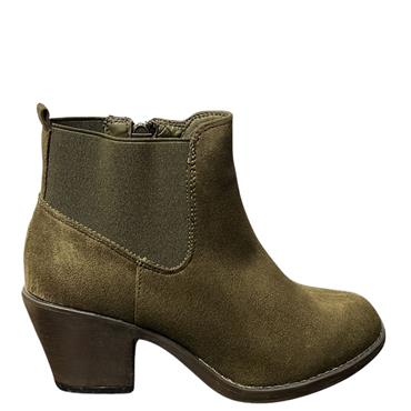 EMMA LDS GUSSET ZIP ANKLE BOOT - KHAKI SUEDE