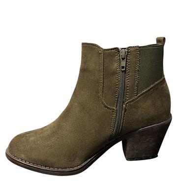 EMMA LDS GUSSET ZIP ANKLE BOOT - KHAKI SUEDE