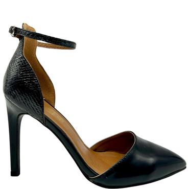 TRUFFLE TOE IN HEEL IN SANDAL - BLACK SNAKE
