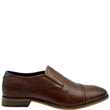 POD GTS DRESS BROGUE SLIP ON SHOE - BROWN