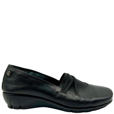 FLEX GUSSET WEDGE ELASTIC SHOE - BLACK