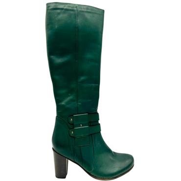 HAPPY DAY 2STRP HI LEG ZIP BT - GREEN LEATHER