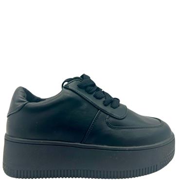 TRUFFLE CHUNKY TIE SHOE - BLACK