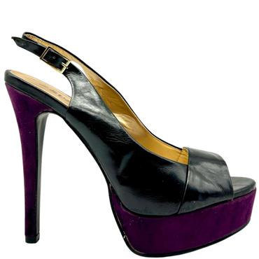 SUSST PEEPTOE PLATFORM COURT - BLACK PURPLE