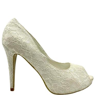 LAURA B LACE PEEPTOE COURT - IVORY