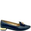 EMIS WOMENS BOW POINT TOE COURT SHOE - NAVY LEATHER