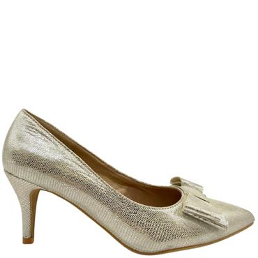 SORENTO WOMENS BOW COURT SHOE - GOLD