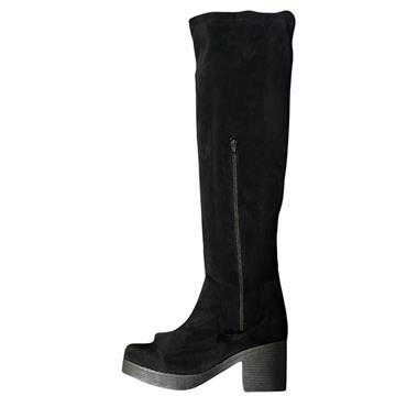 TRUFFLE ZIP HIGH LEG BOOT - BLACK