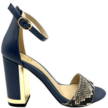 MILLIE WOMENS HEEL IN BLOCK HEEL SANDAL - NAVY SNAKE