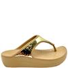 CROCS WOMENS TOE POST MULE SANDAL - GOLD METALLIC