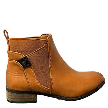 REDZ LDS GUSSET ANKLE BOOT - TAN